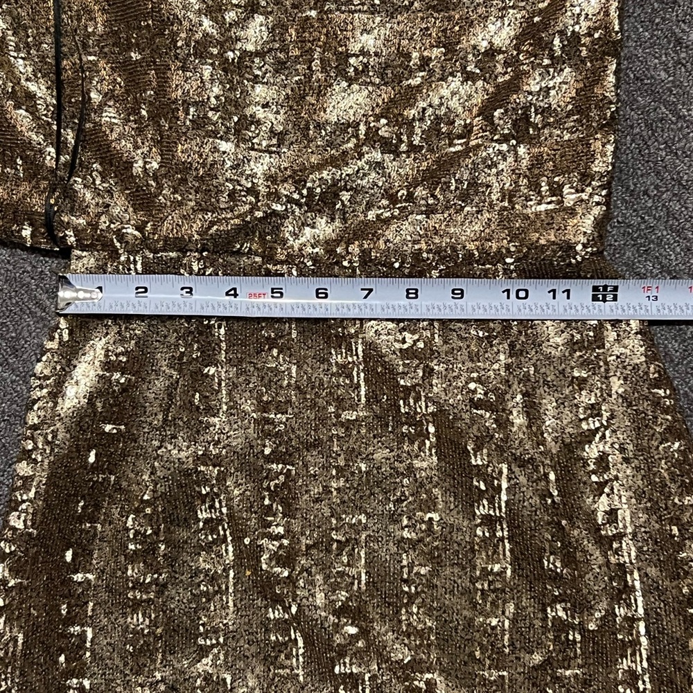 Gold One-Shoulder Sequin Fringe Mini Dress - Picture 10 of 10